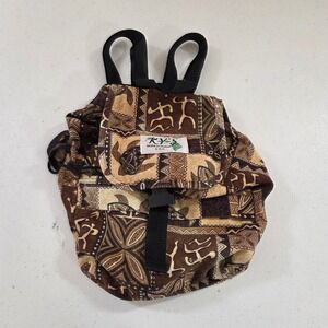 KY'S Made in Hawaii Tribal Print Mini Backpack Brown Honu Turtle Rucksack USA